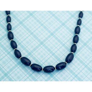 Gothic Dark Blue Beaded Necklace - 25. 5 inch - L13